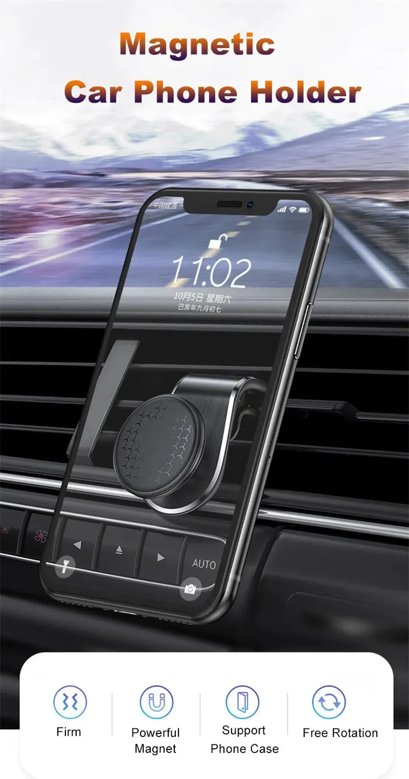 360° Magnetic Car Phone Holder – Secure Air Vent Mount for Hands-Free Driving