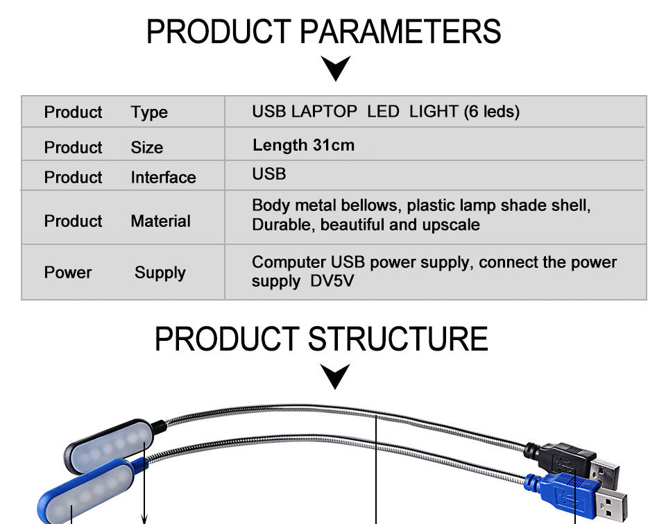 Portable USB LED Mini Book Light – Flexible Reading Lamp for Laptops & Power Banks