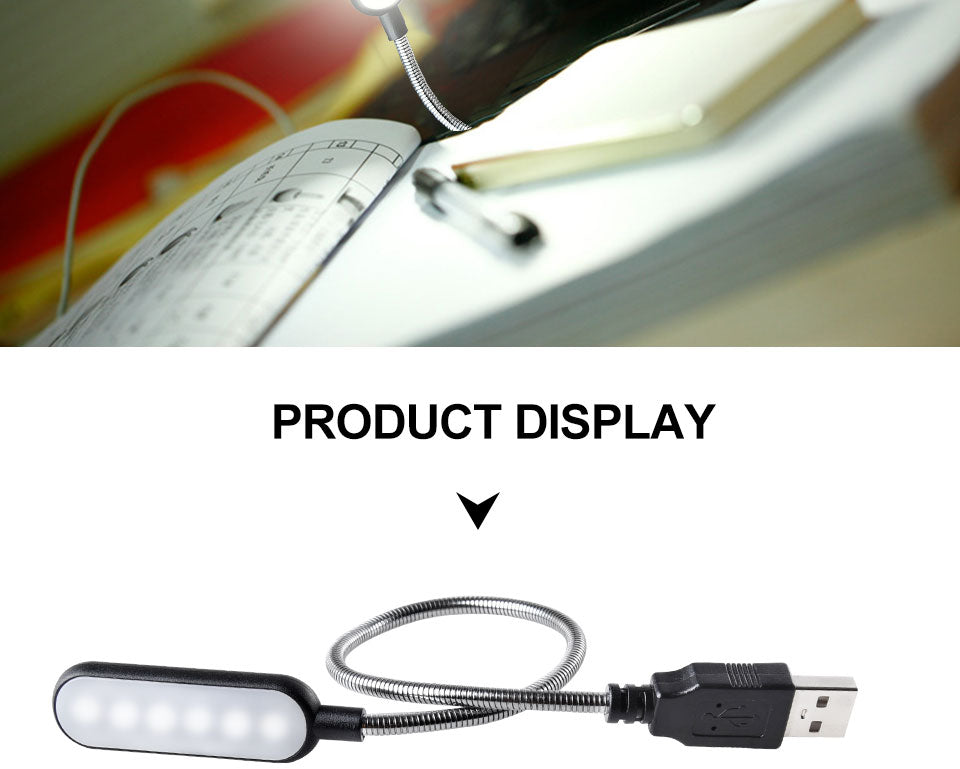 Portable USB LED Mini Book Light – Flexible Reading Lamp for Laptops & Power Banks